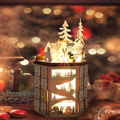 Luminous Christmas Advent Calendar | Revolving Wooden Music Box