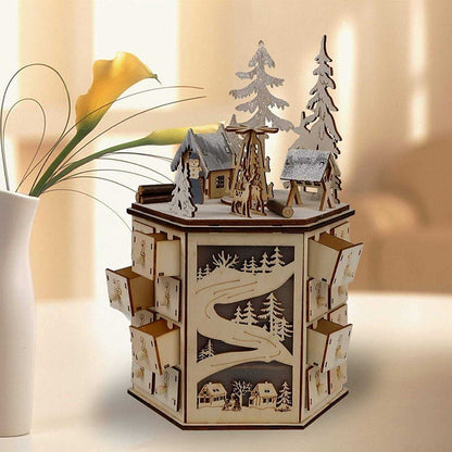 Luminous Christmas Advent Calendar | Revolving Wooden Music Box