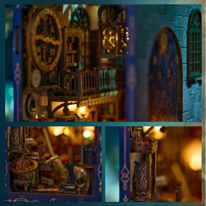 miniature scenes of the Magic Academy DIY Book Nook kit