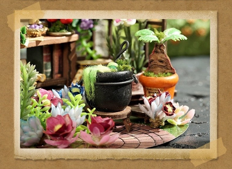 image displaying miniature scene of Magic Garden DIY Miniature House Kit in Dream Bottle Series