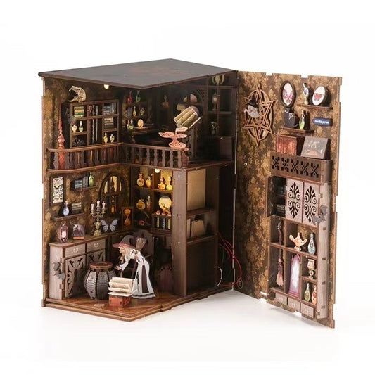 Magic Night DIY Book Nook Kit, A charming miniature 3d wooden puzzles inspired by Harry Potter, perfect for crafting enthusiasts and dollhouse collectors alike. Interior View