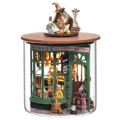 image displaying an assembled Magic Shop DIY Miniature House Kit in Dream Bottle Series in white background