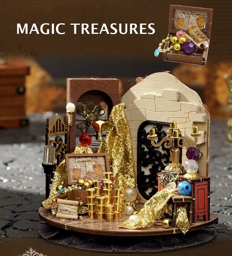 image displaying the assembled  Magic Treasure DIY Miniature House kit in Dream Bottle Series without bottle