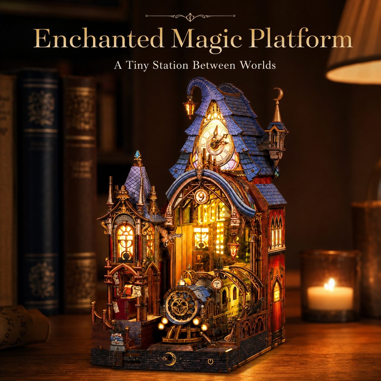 Enchanted Magic Platform DIY Book Nook Kit – Fantasy Train Station Miniature