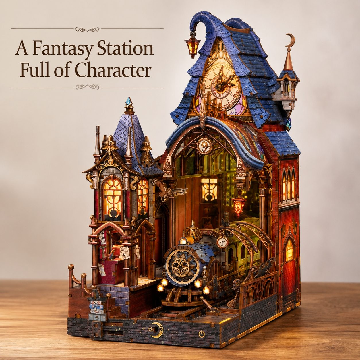 Enchanted Magic Platform DIY Book Nook Kit – Fantasy Train Station Miniature