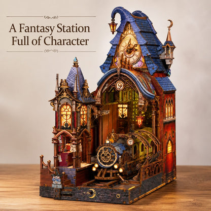 Enchanted Magic Platform DIY Book Nook Kit – Fantasy Train Station Miniature