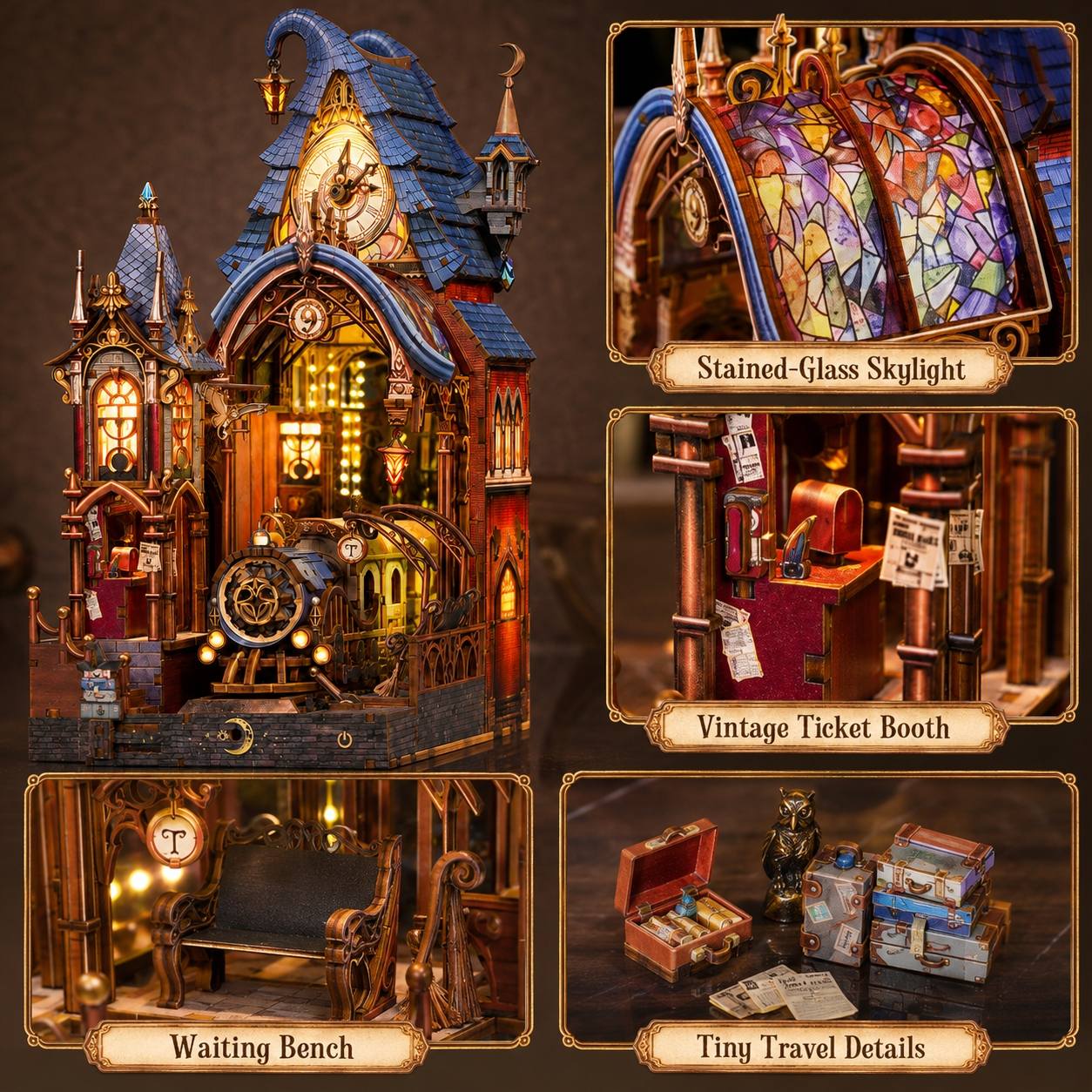 Enchanted Magic Platform DIY Book Nook Kit – Fantasy Train Station Miniature