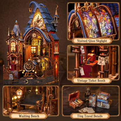Enchanted Magic Platform DIY Book Nook Kit – Fantasy Train Station Miniature