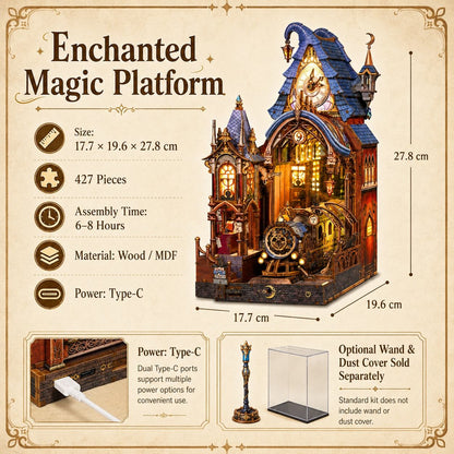 Enchanted Magic Platform DIY Book Nook Kit – Fantasy Train Station Miniature