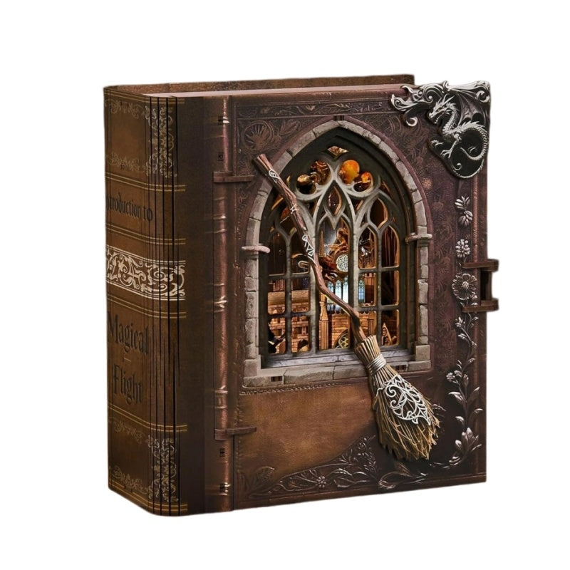 Magical Flight DIY Book Nook Kit - 3D Wooden Wizard Castle Puzzle