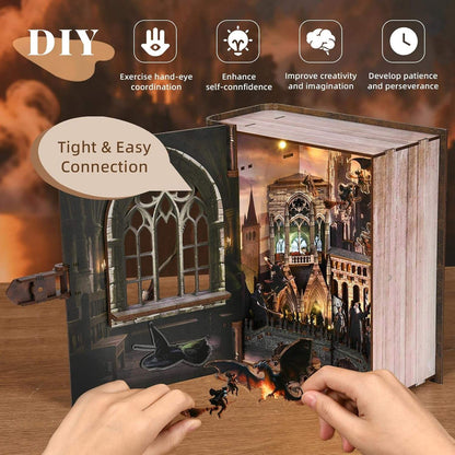 Magical Flight DIY Book Nook Kit - 3D Wooden Wizard Castle Puzzle