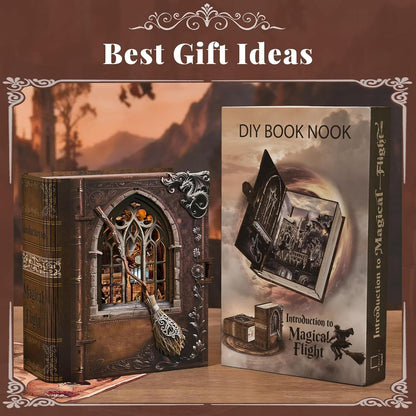 Magical Flight DIY Book Nook Kit - 3D Wooden Wizard Castle Puzzle
