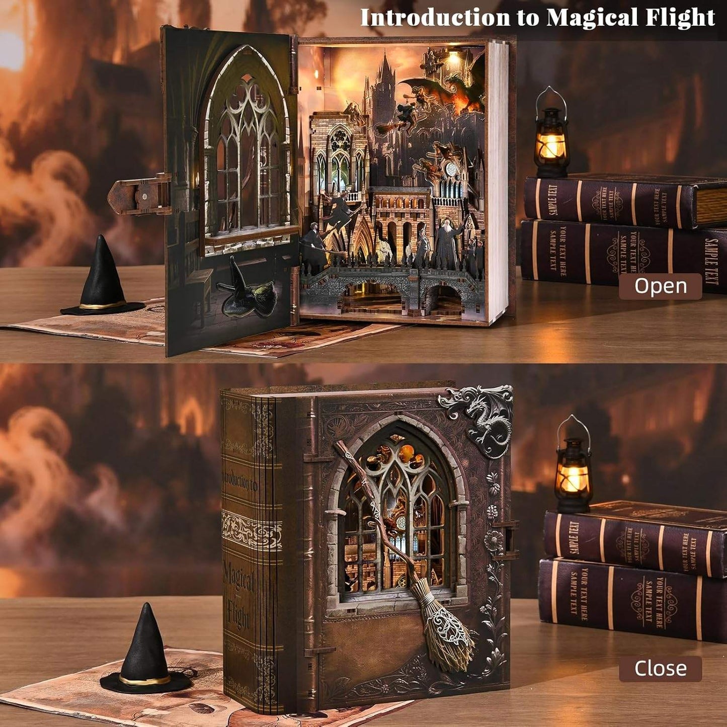Magical Flight DIY Book Nook Kit - 3D Wooden Wizard Castle Puzzle