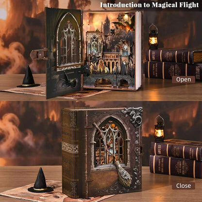 Magical Flight DIY Book Nook Kit - 3D Wooden Wizard Castle Puzzle