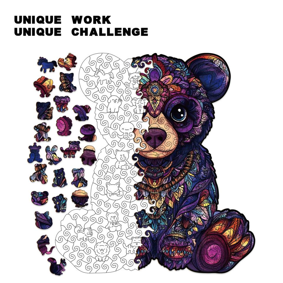 Mandala Bear Wooden Jigsaw Puzzle