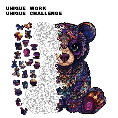 Mandala Bear Wooden Jigsaw Puzzle