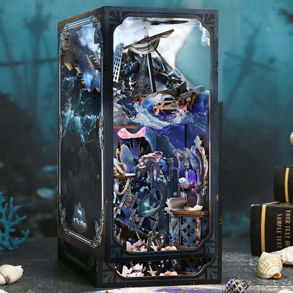 Mermaid-themed Book Nook with intricate designs and marine-themed elements in a undersea setting