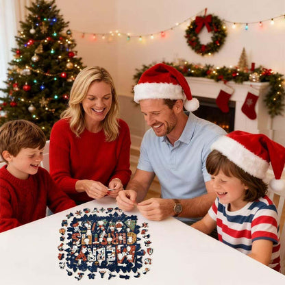Merry Christmas Sign Shaped Wooden Jigsaw Puzzle