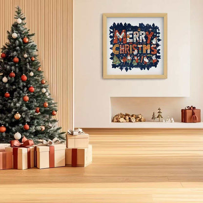 Merry Christmas Sign Shaped Wooden Jigsaw Puzzle