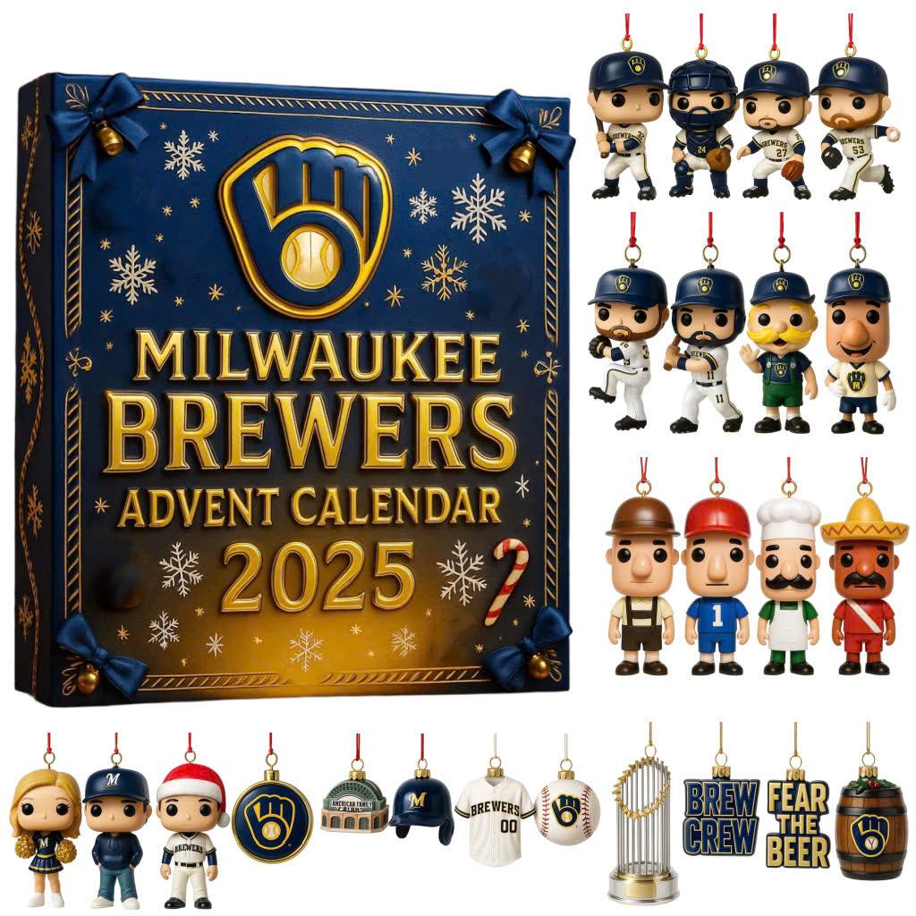 Milwaukee Brewers 2025 Advent Calendar with figures and ornaments