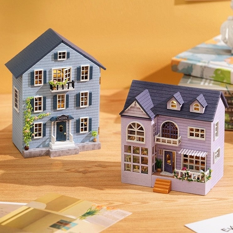 Mini House Series DIY Miniature House Kits placing on a desk