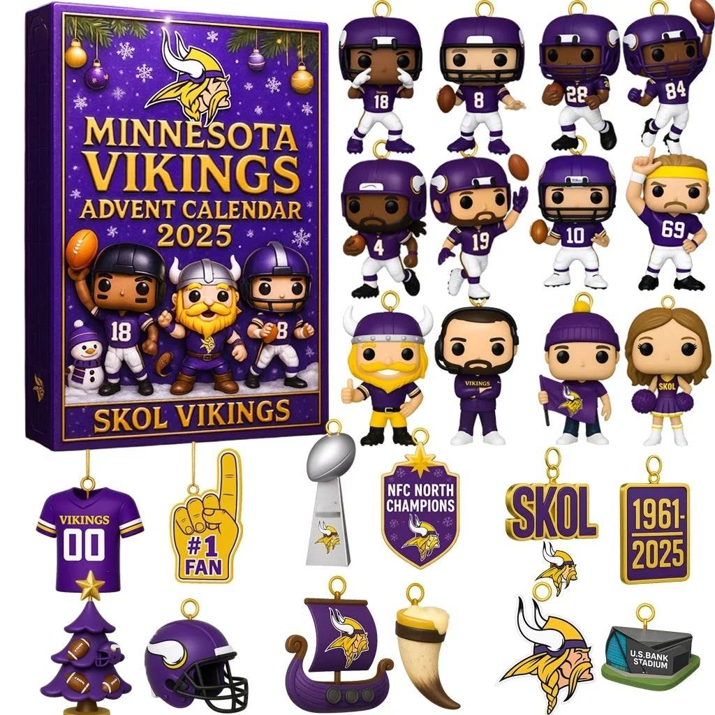 Minnesota Vikings Advent Calendar 2025 with figurines and decorative items