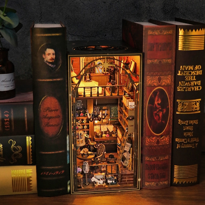 Book Nook Bookshelf Insert Magic Alley Book END Library Decor Miniature  Decoration Between Books Bookshelf Diorama Wizarding Alley 
