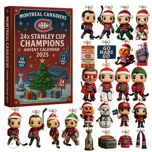 Montreal Canadiens 24x Stanley Cup Champions Advent Calendar 2025 with figurines and packaging.
