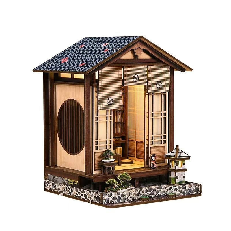 Book Nook Model of a traditional Japanese Zen building with detailed architecture on a white background
