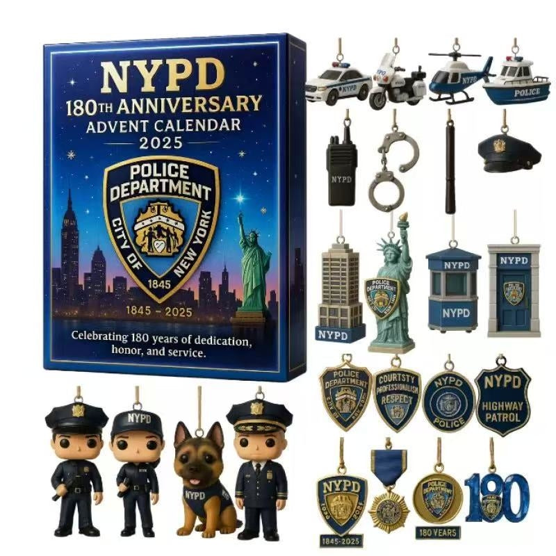NYPD 180th Anniversary Advent Calendar with ornaments and figures