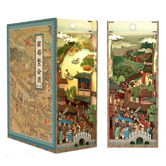 The Prosperous Nandu Ancient China Inspired DIY Book Nook Kit - 3d wooden bookend - bookshelf insert diorama -Miniature Crafts
