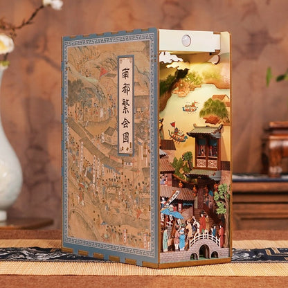 The Prosperous Nandu Ancient China Inspired DIY Book Nook Kit - 3d wooden bookend - bookshelf insert diorama -Miniature Crafts