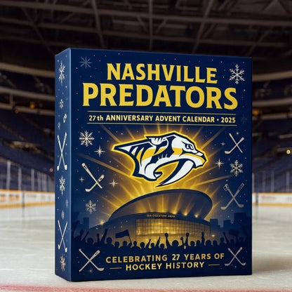 Nashville Predators 27th Anniversary Advent Calendar on an ice rink background