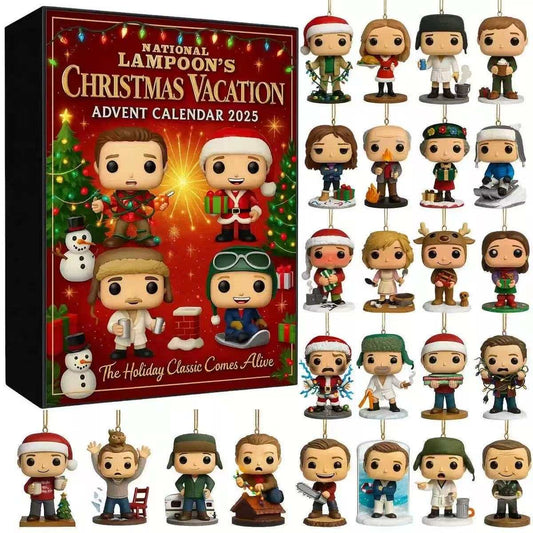 National Lampoon's Christmas Vacation advent calendar with figurines on a white background