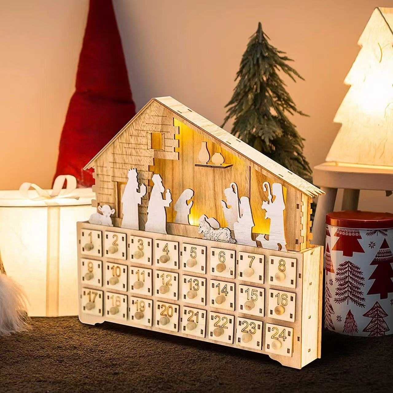 Nativity Christmas Advent Calendar with Drawers