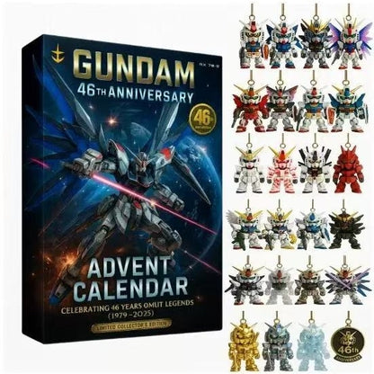 Gundam Advent Calendar with figures on a white background