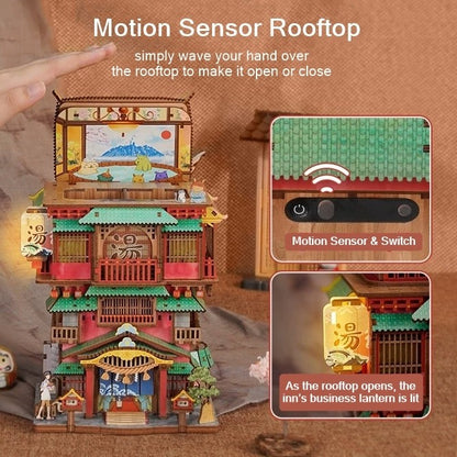 Japanese Bathhouse Onsen Saga DIY Miniature House Kit with motion sensor function