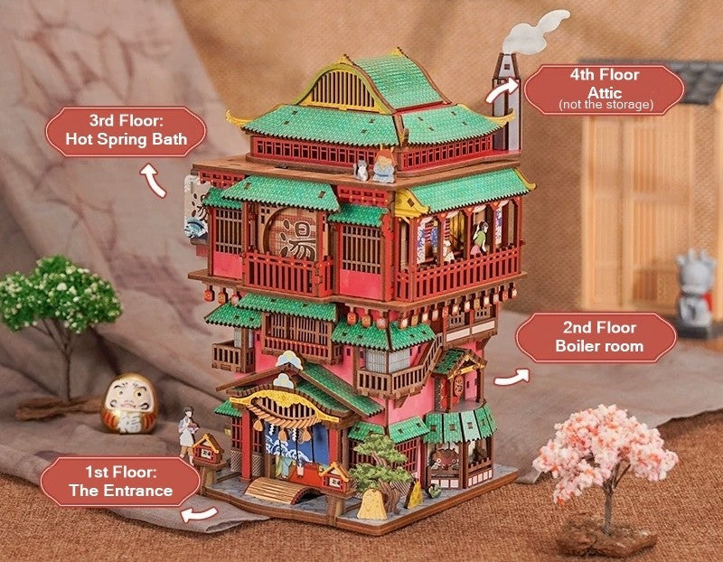 Japanese Bathhouse Onsen Saga DIY Miniature House Kit double as a storage box