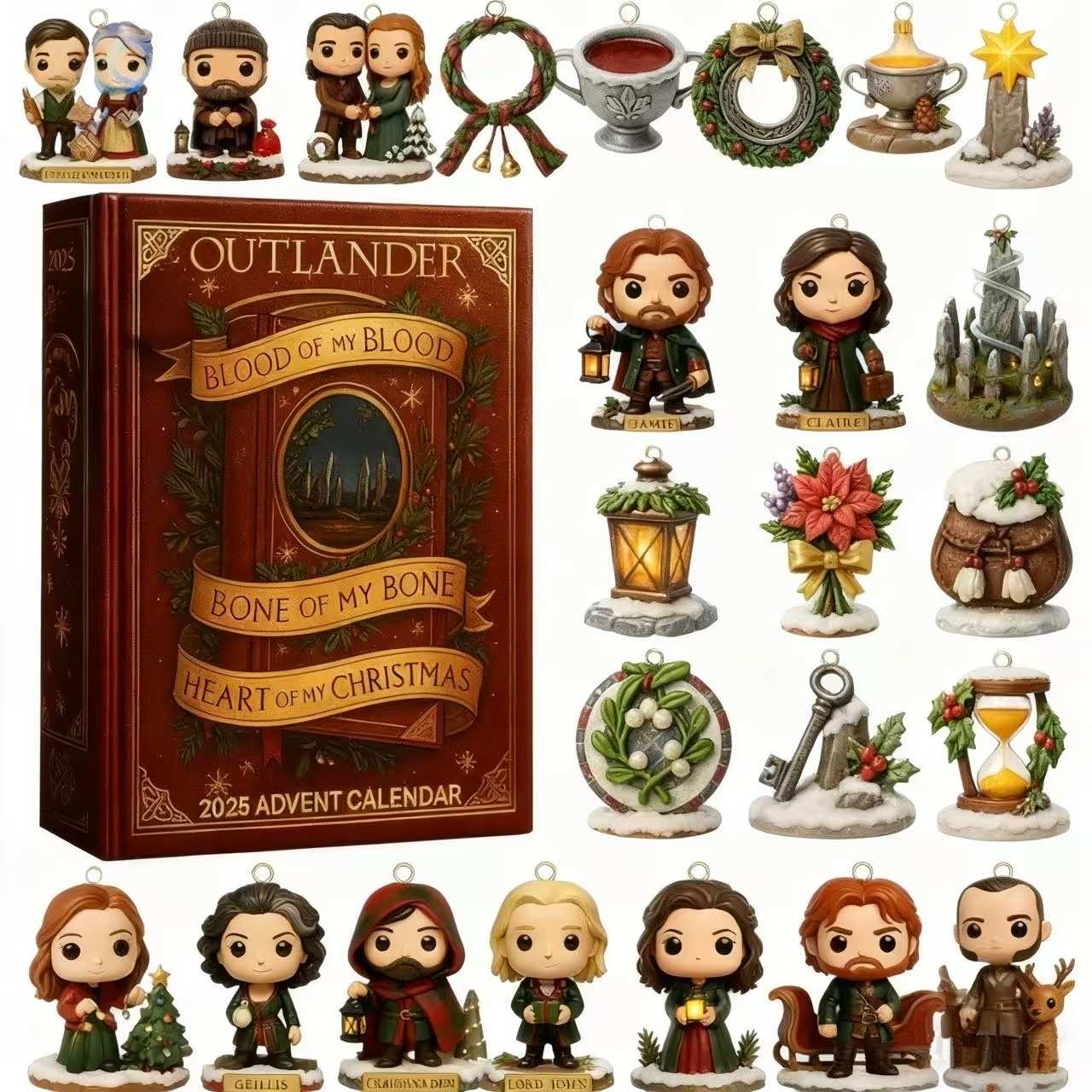 Outlander-themed 2025 Advent Calendar with figurines and decorations 