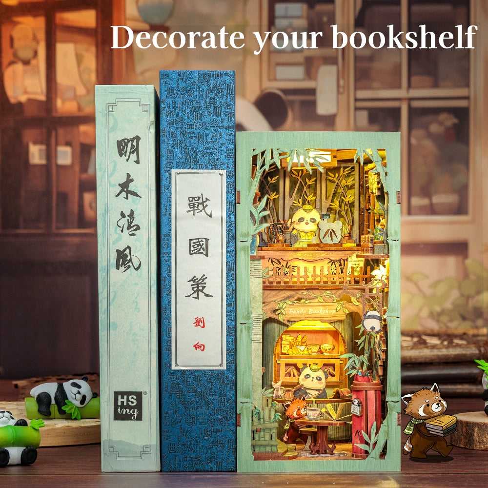 Panda Book Shop DIY book nook kit, a perfect bookshelf insertdecor 