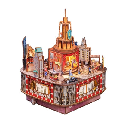 main image displaying the assembled Paramount Ballroom DIY Music Box 3D Puzzle Kit in white background