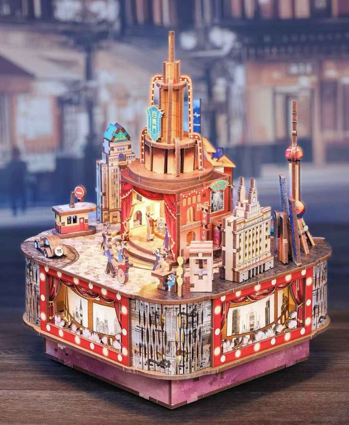 image displaying the assembled Paramount Ballroom DIY Music Box 3D Puzzle Kit