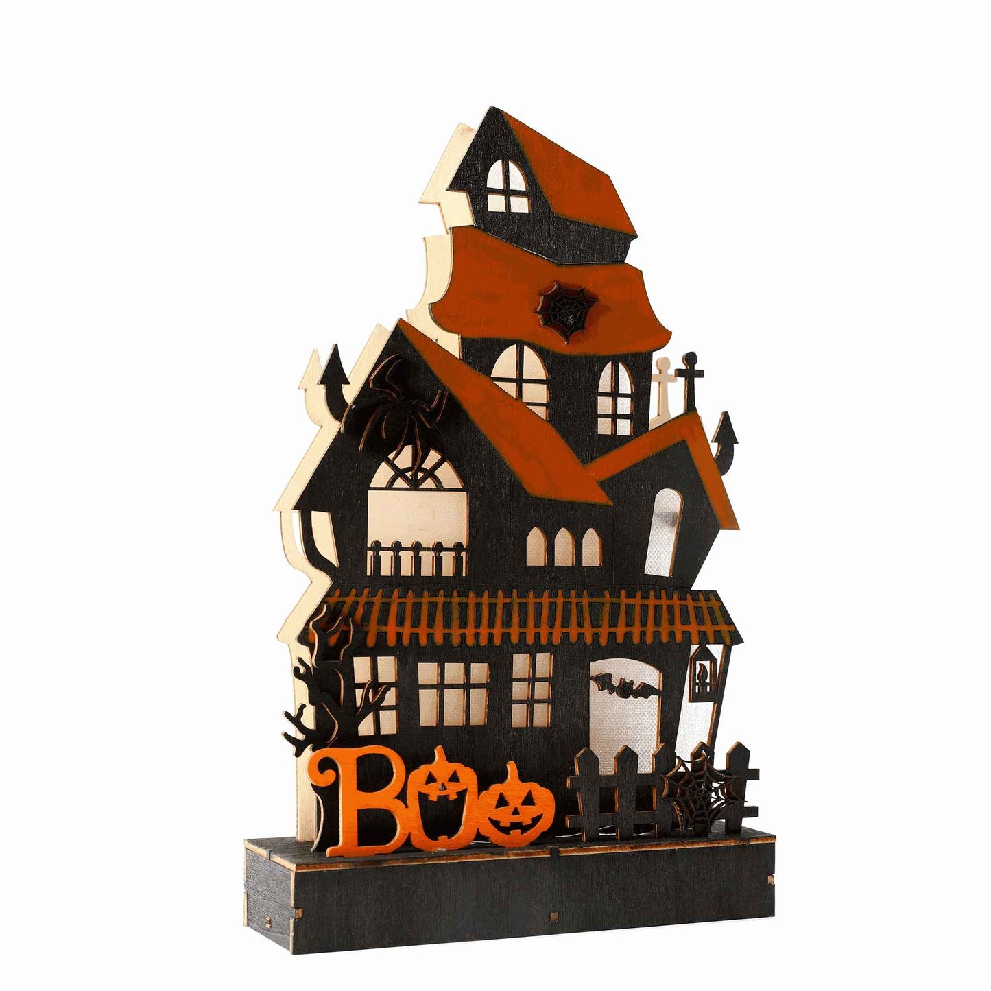 Pre-Lit Wooden Haunted House