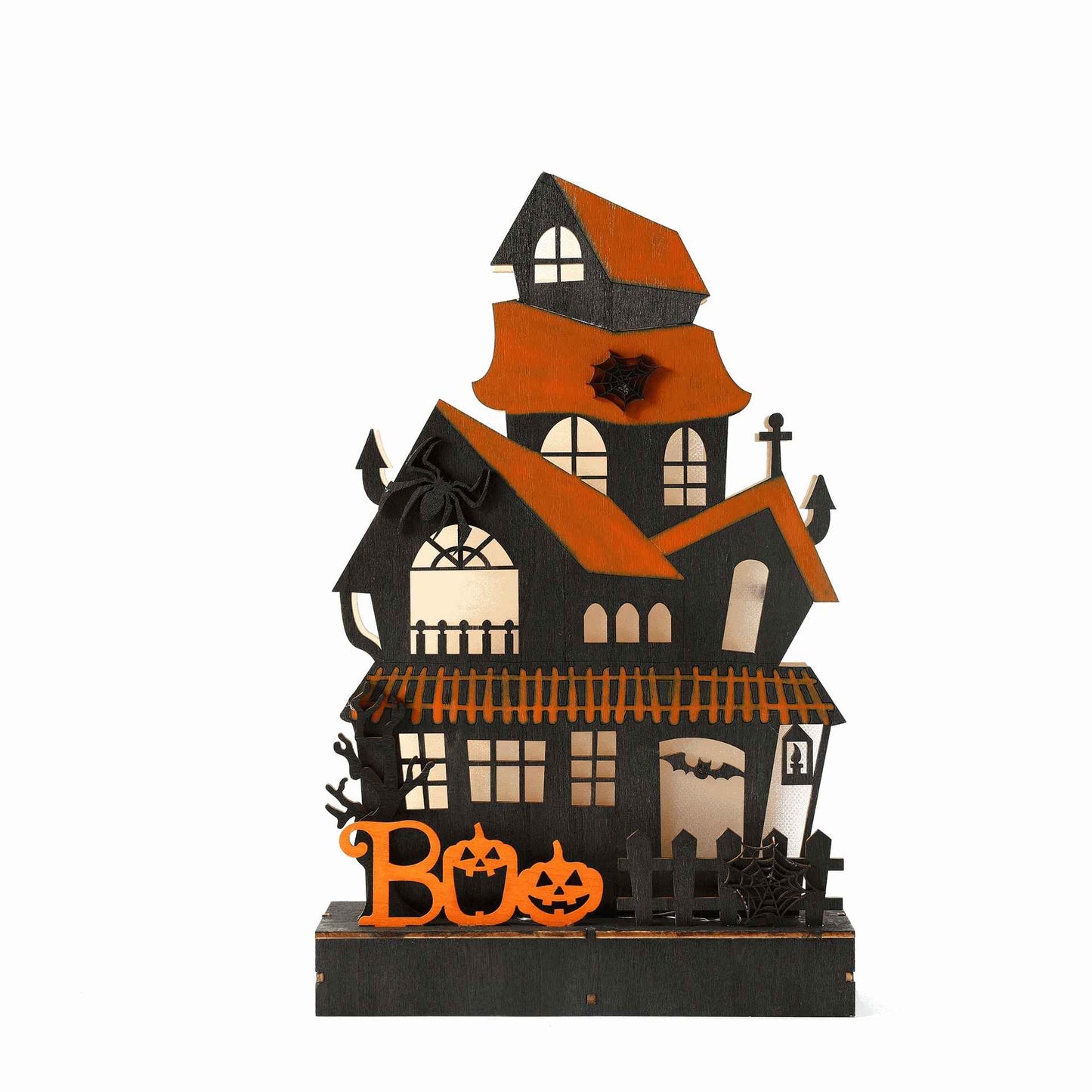 Pre-Lit Wooden Haunted House