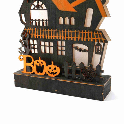 Pre-Lit Wooden Haunted House