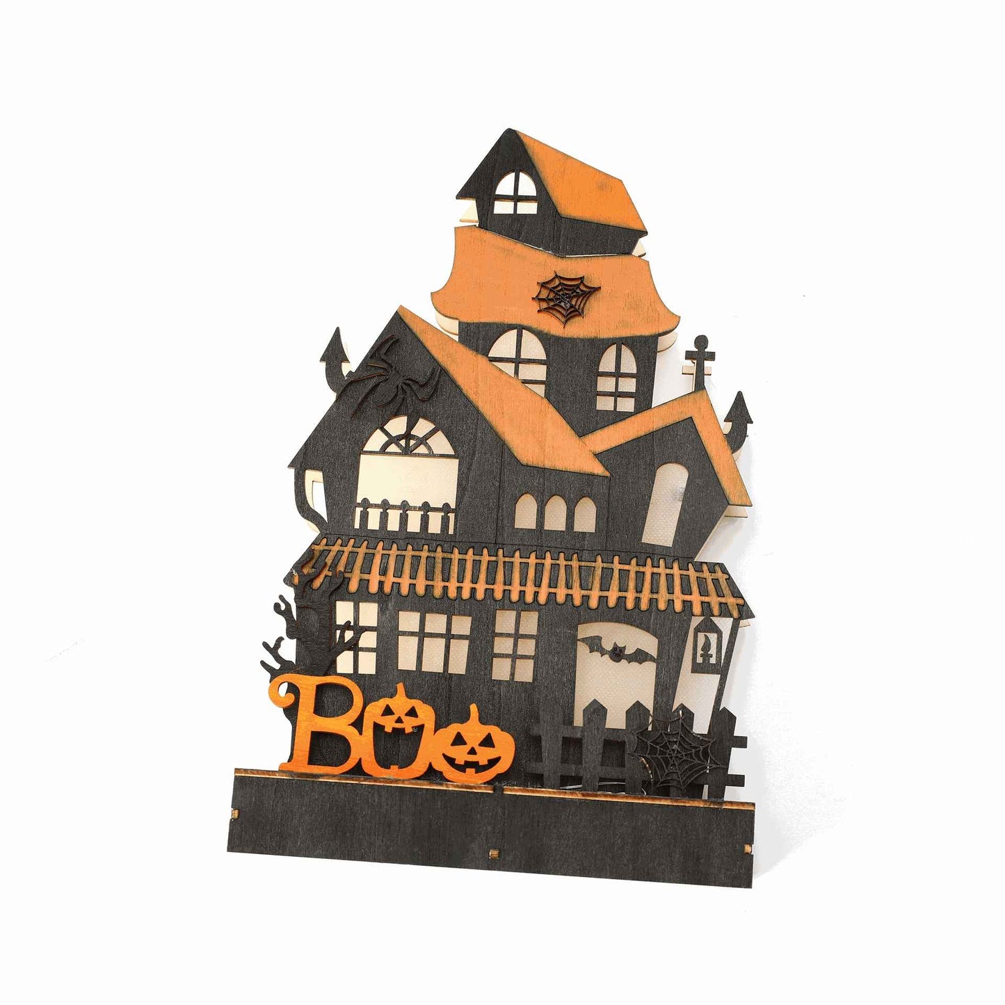 Pre-Lit Wooden Haunted House