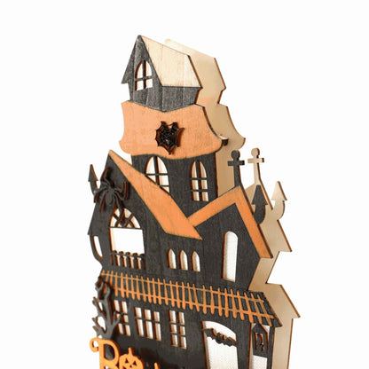 Pre-Lit Wooden Haunted House