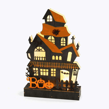 Pre-Lit Wooden Haunted House