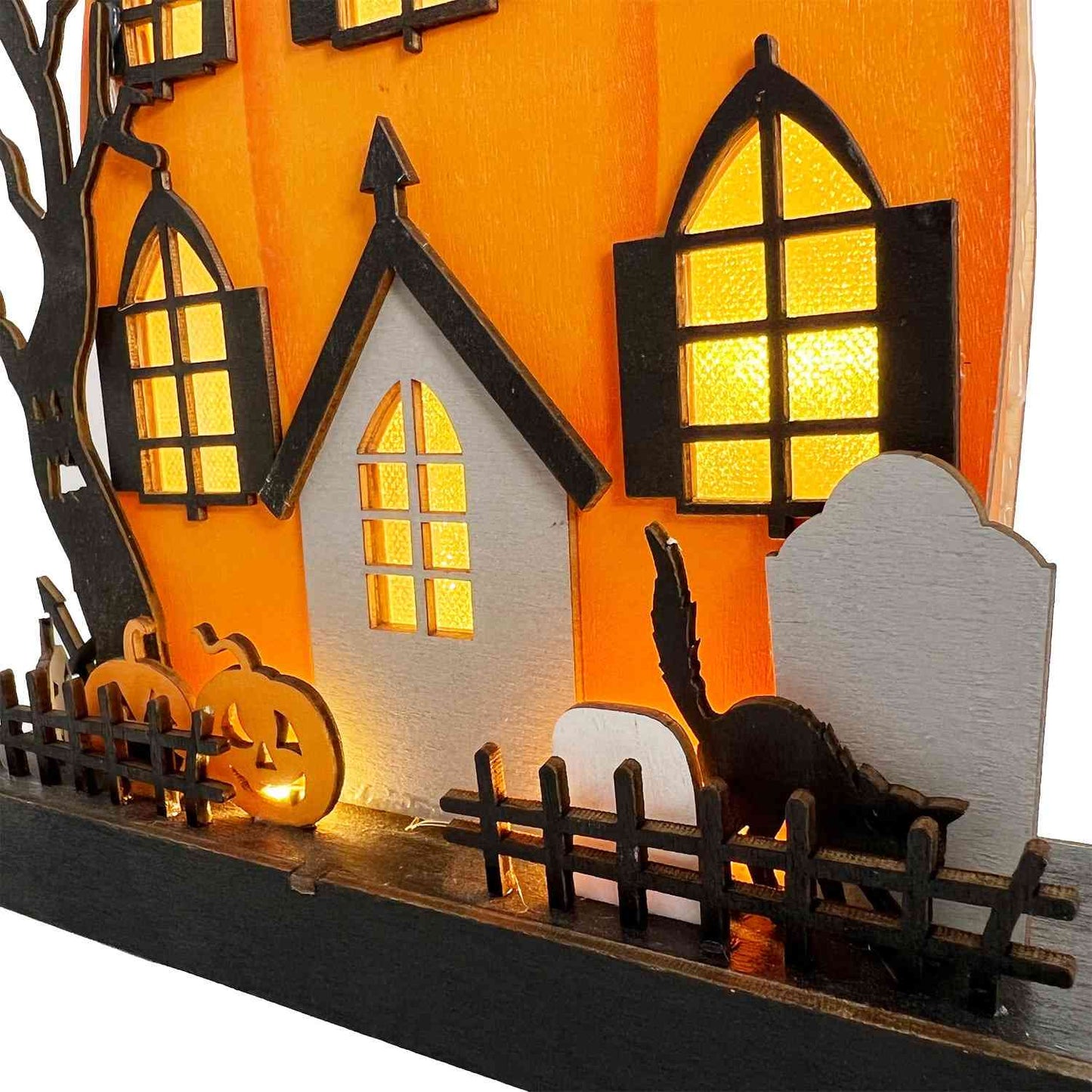 Pre-Lit Wooden Pumpkin House