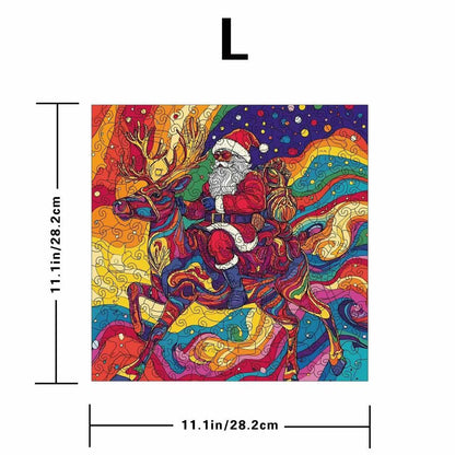 Psychedelic Santa & Reindeer Wooden Jigsaw Puzzle